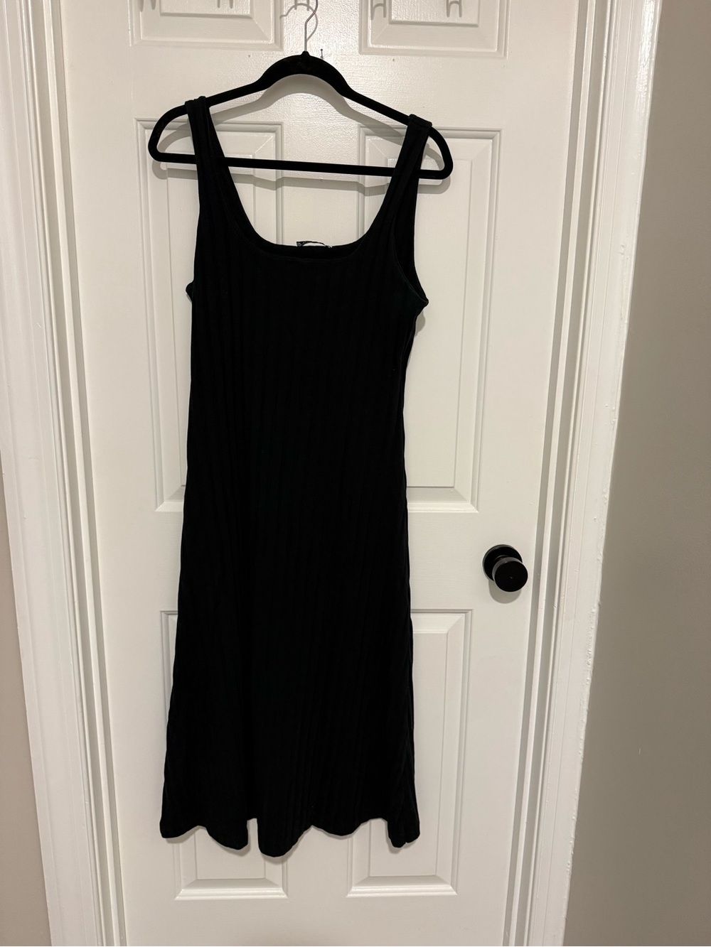 Zara black ribbed midi dress sz L large